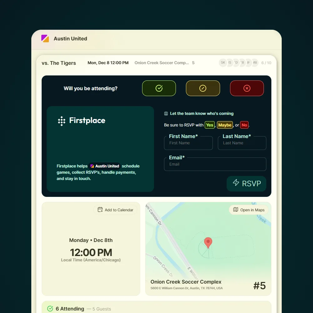 Screenshot of Firstplace guest invite